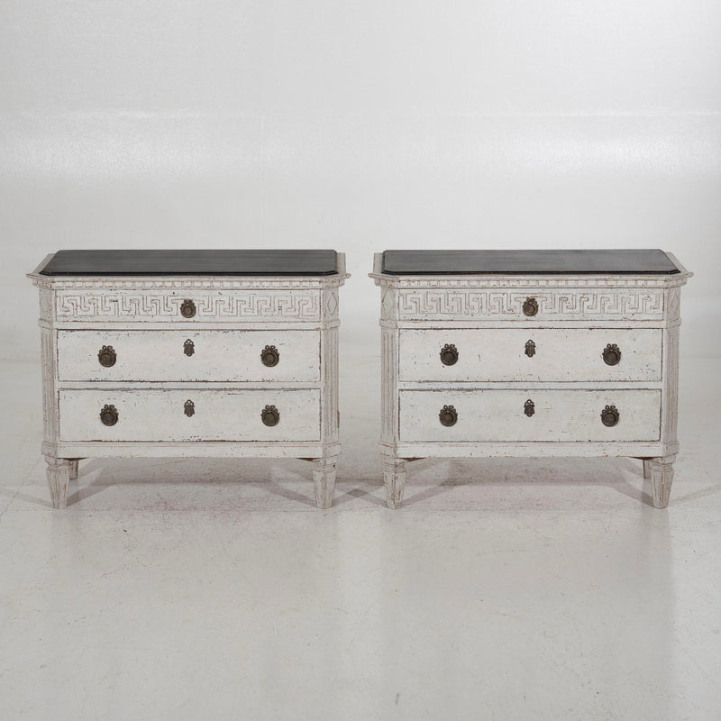 Pair of Gustavia style chests with beautiful carving, 100 years old. - Selected Design & Antiques