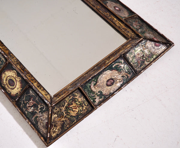 Spanish mirror in original colored glass, 18th C. - Selected Design & Antiques